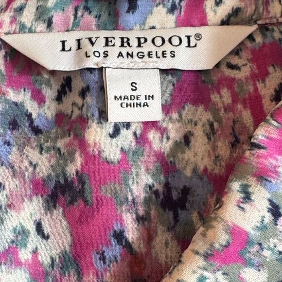 Liverpool Blouse Womens Sz Small Floral Button up chiffon sheer Top long sleeve - Picture 12 of 14
